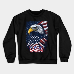 4th of July American Flag USA Memorial Patriotic Eagle Pride Crewneck Sweatshirt